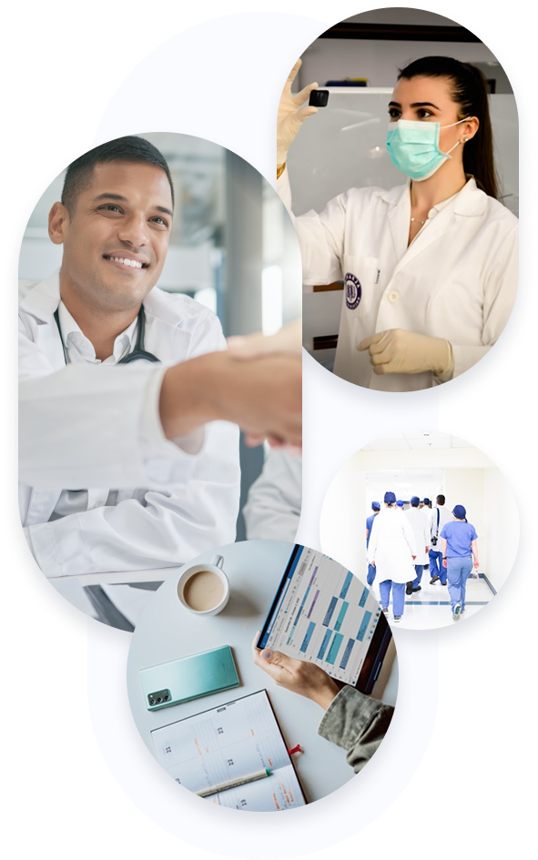 Medical professional shaking hands