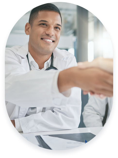 Medical professional shaking hands