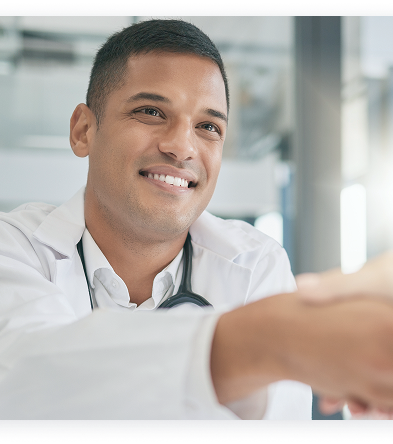 Medical professional shaking hands
