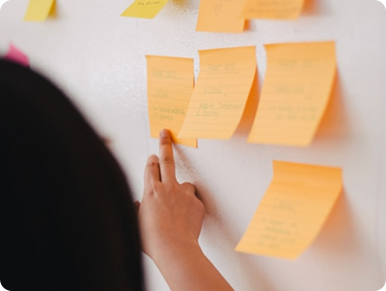 Sticky notes on a wall